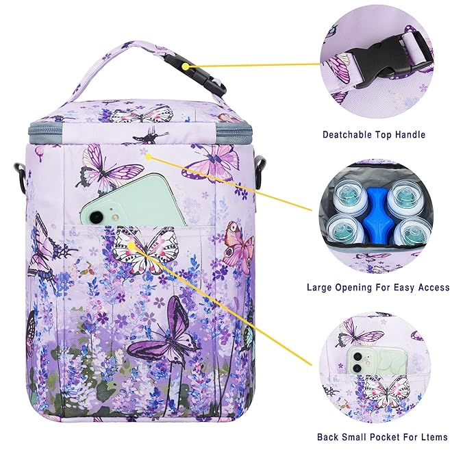 Breastmilk Bag with Ice Pack Fits 4 Bottles Up To 9 Ounce Insulated Breast Milk Cooler on the Go with Strap Baby Bottle Cooler Bag for Nursing Mom Daycare or Travel-CubbioJoy