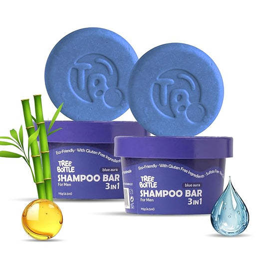 Argan Oil + Bamboo Extract 3-in-1 Shampoo Bar for Men - For Hair, Beard & Body - Deep Clean, Nourishing & Frizz Control - Natural, Paraben & Sulfate-Free - Made in USA - 4.5oz (Pack of 2)-CubbioJoy
