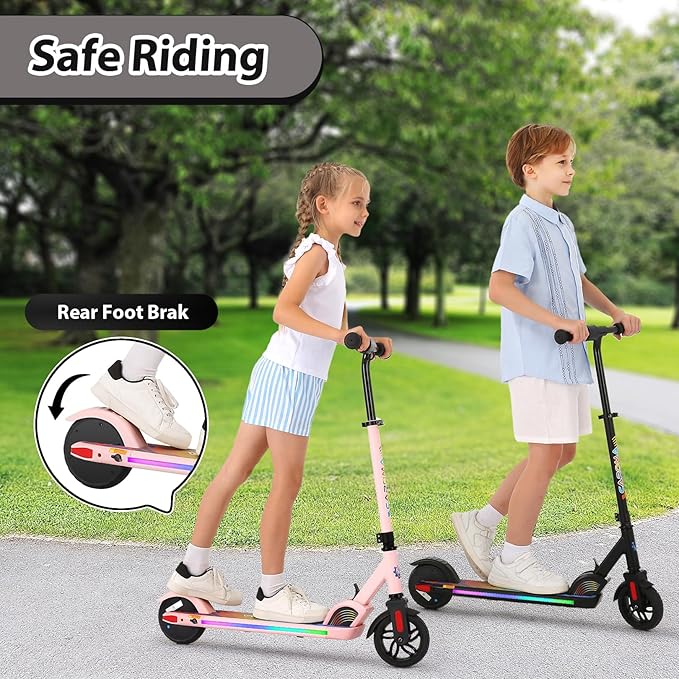 Caroma Electric Scooter for Kids Ages 6-12,150W/180WMotor,10 MPH Max Speed & 7 Miles,Colorful Lights,Adjustable Height & Speed,LED Display,Foldable Kids Electric Scooter 132 Lbs Max Load,Idea Gift-CubbioJoy