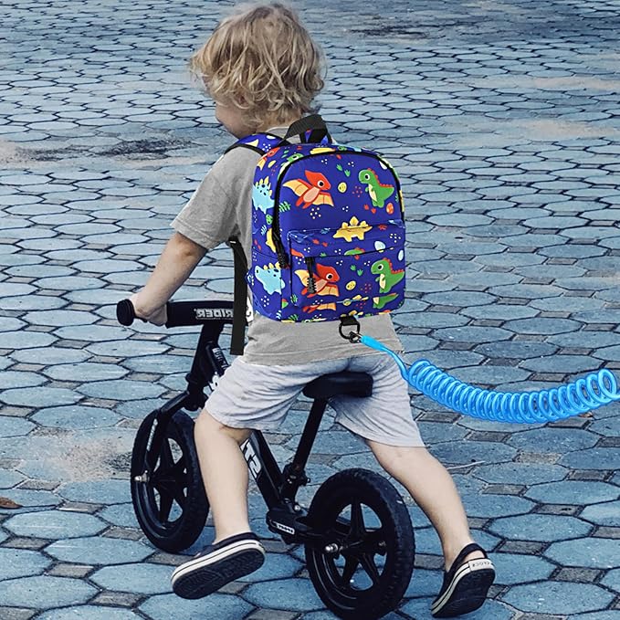 Accmor Toddler Backpack Leash Harness, Cute Kids Backpack with Anti Lost Wrist Link, Child Backpack Leash Baby Walking Harness Bag for Outdoor Travel, Mini Dinosaur Backpack Tether for Boys-CubbioJoy