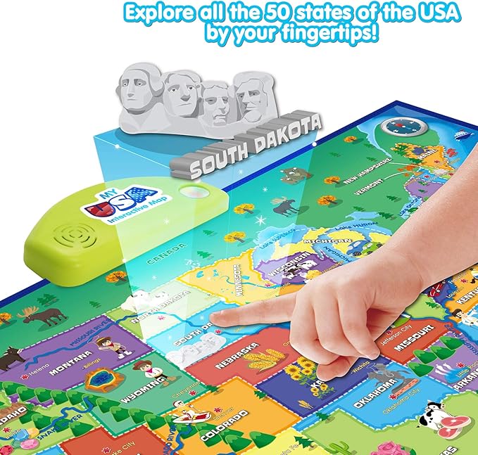 BEST LEARNING i-Poster My USA Interactive Map - Educational Talking Toy for Kids of Ages 5 to 12 Years Old-CubbioJoy