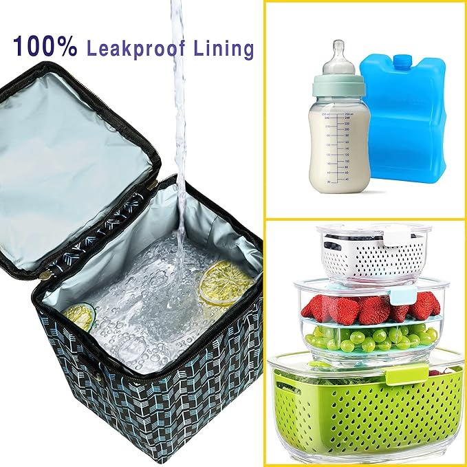 Breastmilk Cooler Bag with Ice Pack Fits 4 Baby Bottles Up to 9 Ounce Insulated Baby Bottle Bag Breast Milk Cooler on The Go with Strap Baby Bottle Cooler Bag for Nursing Mom Daycare or Travel-CubbioJoy