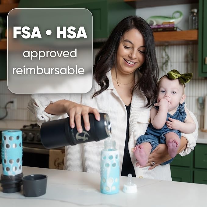 CERES CHILL OG Breastmilk Chiller, Reusable Storage Container, Up to 34 oz. - Bottle Cooler Keeps Milk at Safe Temperatures for Up to 20 Hours, Connects w/Most Pumps (Navy Blue)-CubbioJoy