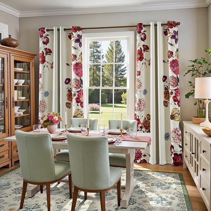 jinchan 8x10 Floral Rug for Living Room Washable Bedroom Rug Vintage Romance Design Non Slip Thin Indoor Floor Cover Large Low-Profile Throw Carpet for Dining Room Office, Green/Beige-CubbioJoy