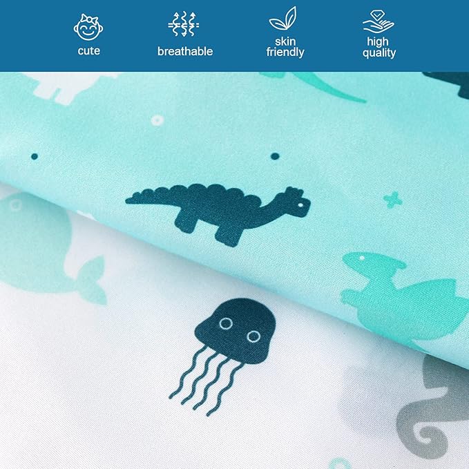 Crib Sheets for Boys or Girls 4-Pack, Fitted Crib Sheet 52'' x 28'' for Standard Crib & Toddler Mattress, Soft and Breathable Material, Baby Crib Sheets Neutral, Dinosaurs & Ocean-CubbioJoy