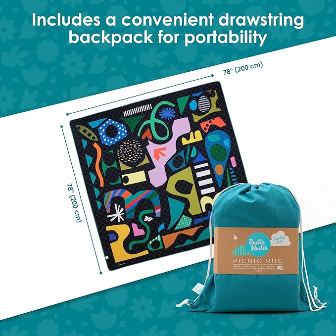 Jumbo Picnic Rug, Large Picnic Mat, 6'7" x 6'7", Outdoor Waterproof Picnic Blanket Beach Mat, Foldable & Waterproof, Picnic Blankets Ideal for Beach & Park, Outdoor Blanket, Rock Candy-CubbioJoy