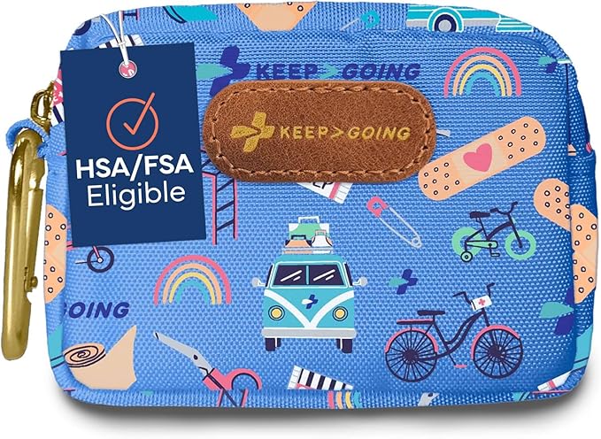 KeepGoing Small Travel First Aid Kit Kids – 60 Pc. Mini First Aid Kit for Purse, Diaper Bag, & Backpack with Latex-Free Bandages – 4 Oz., & 4.5 x 3.5 x 2 in, TSA-Approved-CubbioJoy