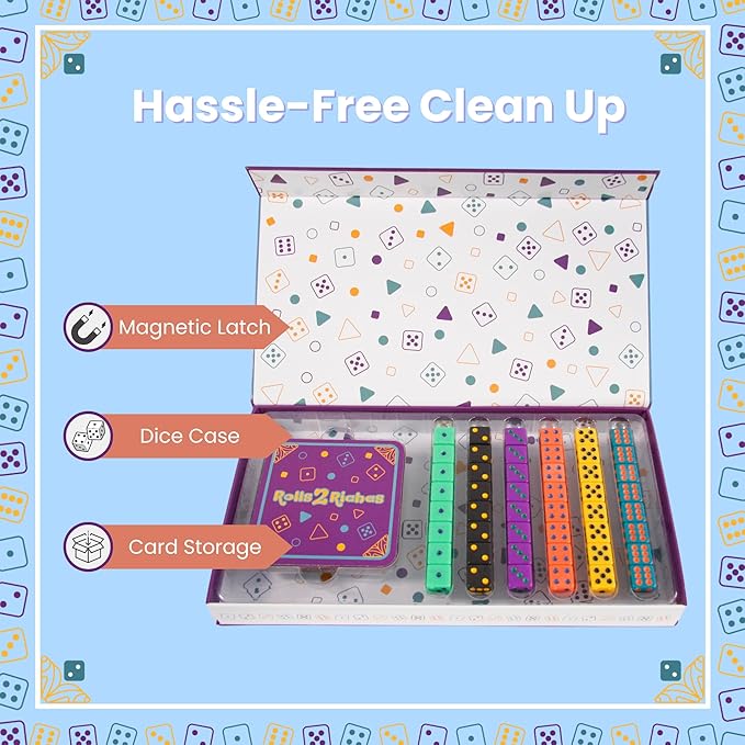 Award-Winning Board Game for Families – Rolls 2 Riches | Fast-Paced Dice, Card & Strategy Game for Kids & Adults | Perfect for Parties, Travel, Camping, Game Nights & Outdoor Summer Fun-CubbioJoy