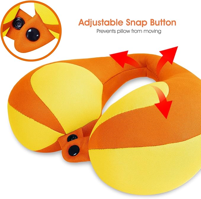 INFANZIA Kids Chin Supporting Travel Neck Pillow, Helps Support Head and Neck, Comfortably Designed for Head, Neck, and Chin Support - Gifts for Toddler/Child/Kids, Orange-CubbioJoy