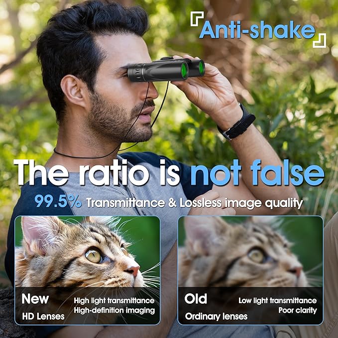 Compact HD Binoculars for Adults and Kids, Children Small High Powered Binoculars with Clear Low Light Night Vision, Mini Pocket Lightweight Waterproof for Hunting Bird Watching Travel Concert-CubbioJoy