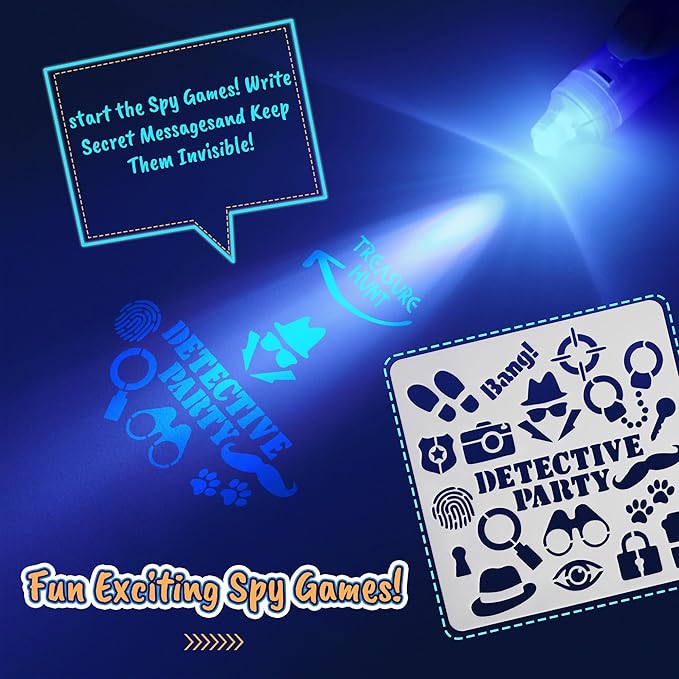Invisible Ink Pen 24Pcs+ Notebooks, Spy Pens with UV Light, Magic Marker, Classroom Prize, Birthday Party Favors for Kids 8-12, Kids Stocking Stuffers-CubbioJoy