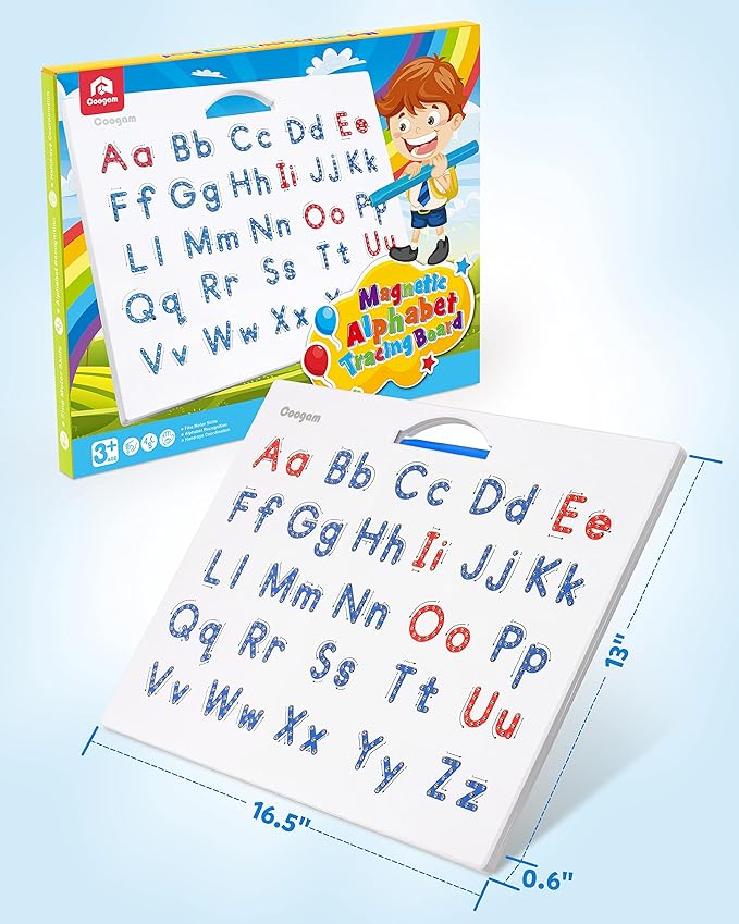 Coogam Magnetic Letters Practicing Board, Magnets Tracing ABC Alphabet Board Learning to Write Uppercase&Lowercase Educational Toy Fine Motor Montessori Gift for 3 4 5 Years Old Preschool Kids-CubbioJoy