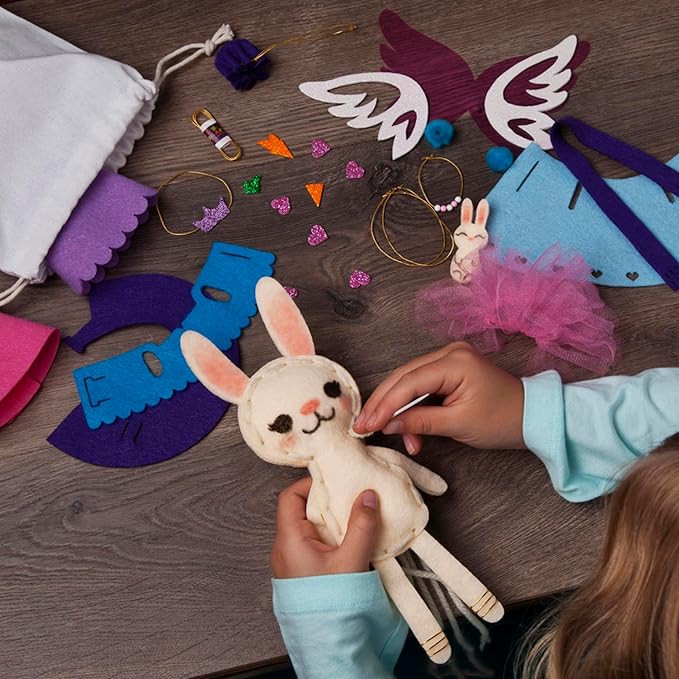 Craft-tastic – Make a Bunny Friend Craft Kit – Learn to Make 1 Easy-to-Sew Stuffie with Clothes & Accessories-CubbioJoy