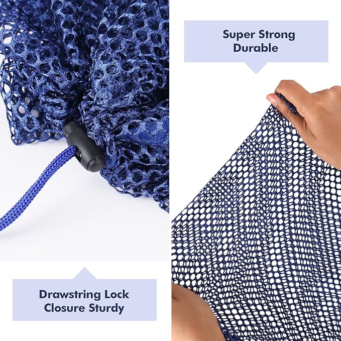 3Pcs Mesh Laundry Bags Washing Machine Mesh Wash Bags Jumbo for Delicates Clothes,Bed Linen,Toys with Drawstring Closure Sturdy(3 XXLarge 28 x 26 Inches, Blue)-CubbioJoy