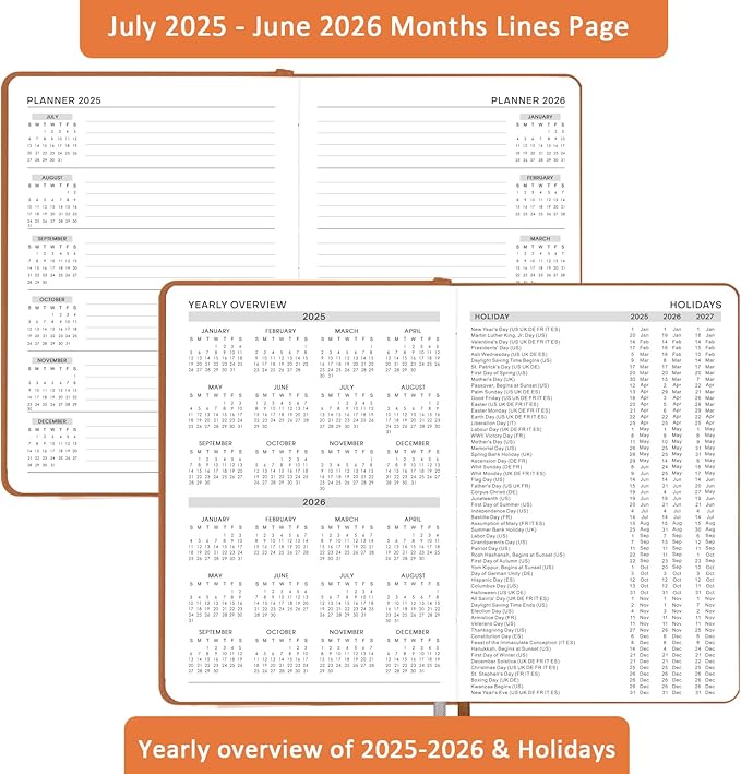 2025-2026 Appointment Book & Planner - Jul 2025 - Jun 2026, Daily Hourly Planner, 5.75" X 8.25", 60-Minute Interval, Faux Soft Leather Cover, Premium Paper, Academic Calendar with Pen Loop, Inner Pocket-CubbioJoy