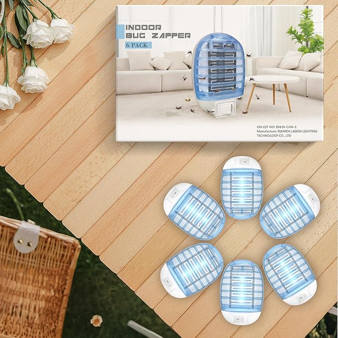 Indoor Bug Zappers, Fly Traps for Indoors, Insect Traps for Home Mosquito Killer for Kids & Pets, Home, Kitchen, Bedroom, Baby Room, Office (6 Packs)-CubbioJoy