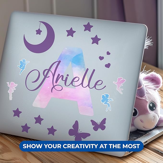 Custom Stickers Name Wall Decor I Personalized Name Sign for Room Decor | Multiple Custom Name & Initial I Decal for Baby Girl Nursery Decor I Nursery Wall Decal for Baby (A. Pink and Blue Sky)-CubbioJoy