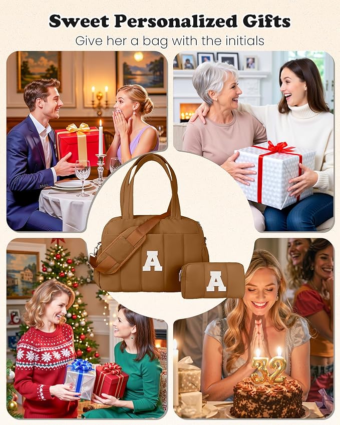 College Girl Gift-Duffle Bag with Letter, Carry On Bags for Women，Overnight Bag with Wet Pocket，Lightweight Travel Bags Personalized Gym Tote with Makeup Pouch-CubbioJoy