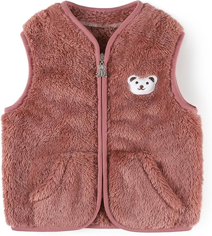 Baby Boys Girls Fleece Vest Zip Up Cute Bear Jackets Fuzzy Fall Winter Warm Clothes Newborn Outwear for Toddler Infant-CubbioJoy