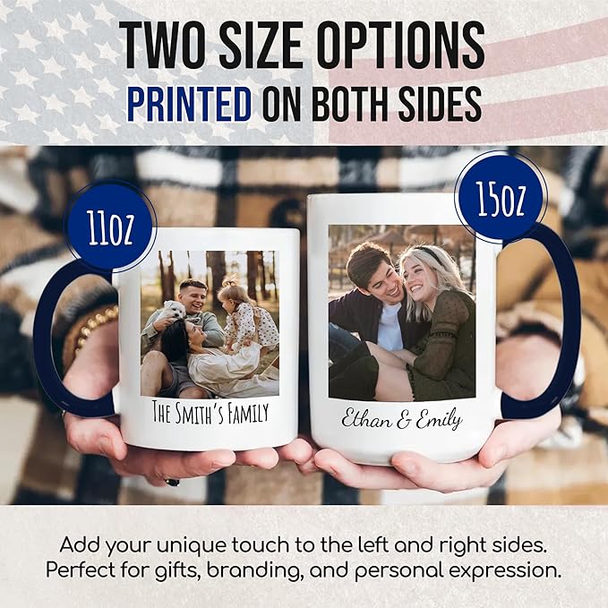 Custom Mug Upload Your Picture Personalized Coffee Mug with Photo Text Name Customized Cup Unique Ideas Gifts for Men Women Mom Dad Girlfriend Boyfriend Friend Family (Dark Blue, 11oz)-CubbioJoy