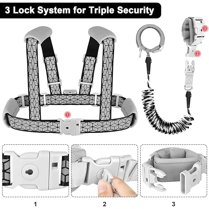 Accmor Toddler Harness Leash, Reflective Kid Harness with Anti Lost Wrist Link, Child Walking Harness Kids Leash Wristband Belt with Lock for Baby Boys Girls to Outdoor Travel-CubbioJoy