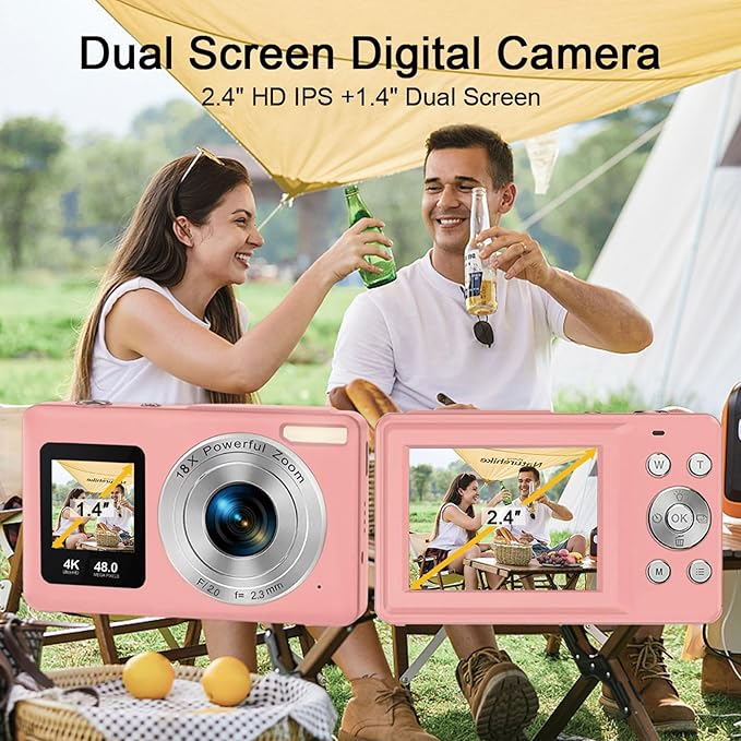 Digital Camera,Autofocus 4K Vlogging Camera for Photography with 32GB Card,48MP Portable Compact Point and Shoot Kids Digital Cameras for Kids Boys Girls with 18X Zoom,Anti-Shake-CubbioJoy