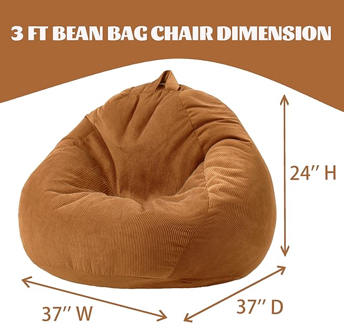 Bean Bag Chairs for Kids Chair Round Sofa Memory Foam Filling Reading Gaming Sofa for Living Room Bedroom-CubbioJoy