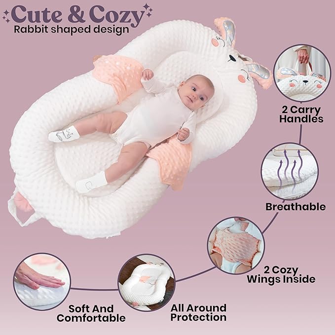 Infant Support Pillow with Adjustable Side Panels - Portable Cushion with Milestone Circles for 0-12 Months - Pink-CubbioJoy