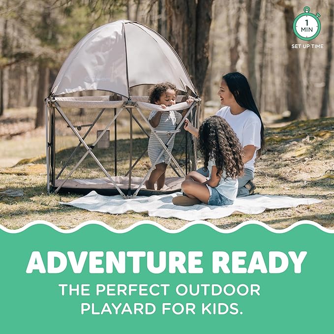 Baby Delight Go with Me Eclipse Deluxe Portable Playard | Playpen | Sun Canopy | Indoor and Outdoor | Ultra Padded Nylon Floor | Sandstone-CubbioJoy