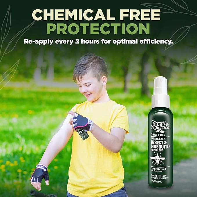 Deet-Free Insect & Mosquito Repellent 8oz – Nice Smelling Insect Repellent with Lemongrass Oil Safe for Pets and Kids – Bug Spray Against Mosquitoes, Gnats, Black Flies, No-See-ums, and Other Insect-CubbioJoy