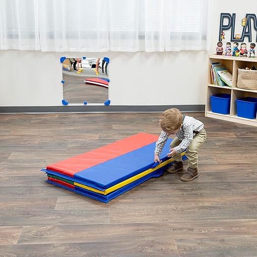 Children's Factory Rainbow Folding Gym Mat, 4' x 6', CF321-145, Toddler and Baby Preschool Activity Floor Mat, Kids Soft Play Equipment for Playroom-CubbioJoy