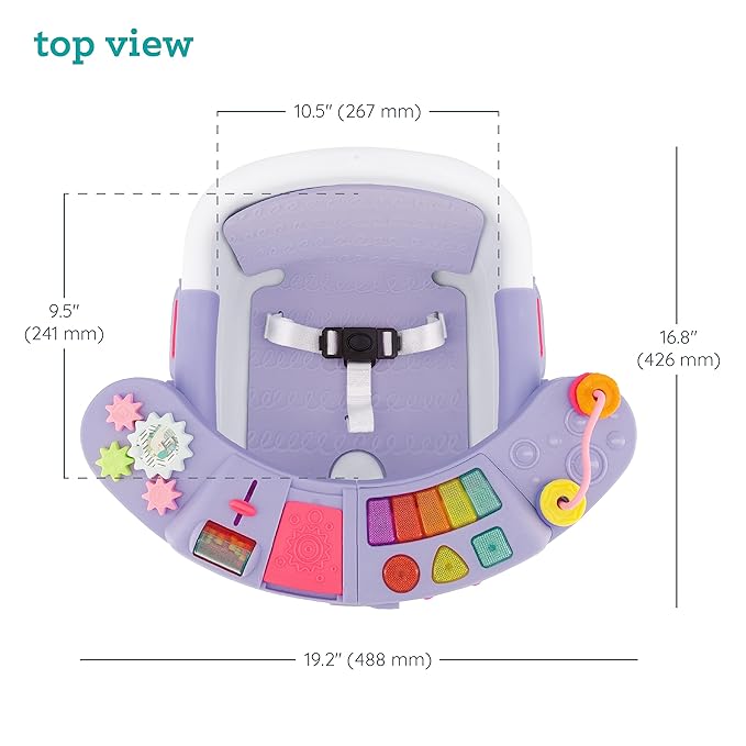 Infantino Music & Lights 3-in-1 Discovery Seat & Booster, Toddler Booster Seat for Dining Table or Kitchen Chair, Baby Activity Center & Snack Tray, Lavender-CubbioJoy