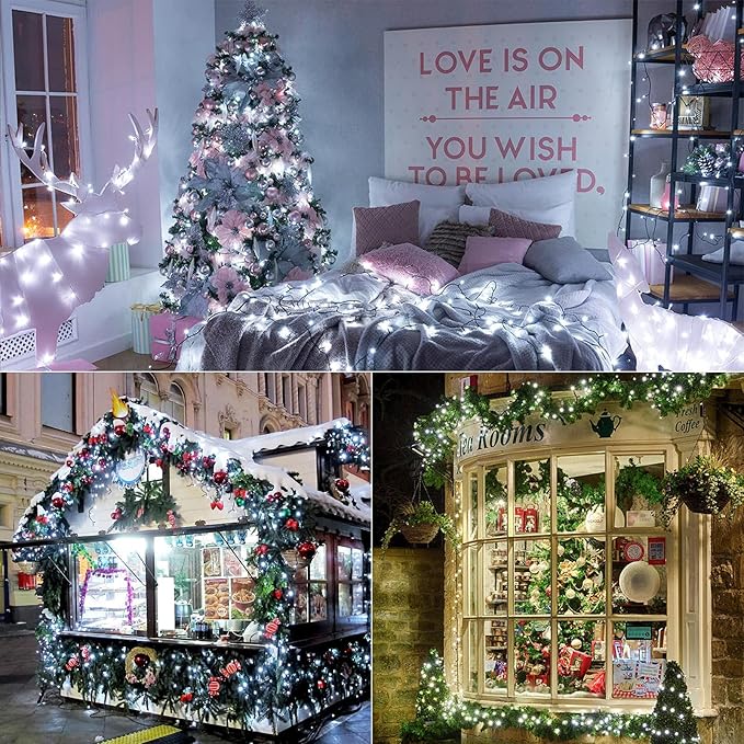 Brizled Cool White Christmas Lights, 33ft 100 LED Christmas Tree Lights, 5mm Wide Angle Xmas Light, Connectable 120V UL Certified Xmas Light String for Tree Party Wedding Home Indoor Outdoor Decor-CubbioJoy