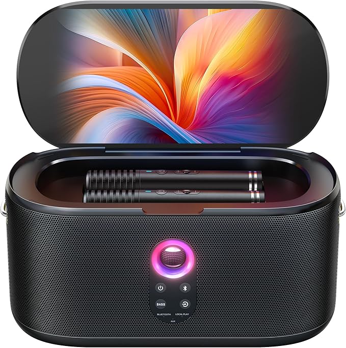 Karaoke Machine for Adults, with Lyrics Display, Karaoke System for YouTube, 280W Speaker, Autotune & EQ, Connect to TV, Portable PA System with 2 Wireless Microphones for Home Outdoor Party-CubbioJoy
