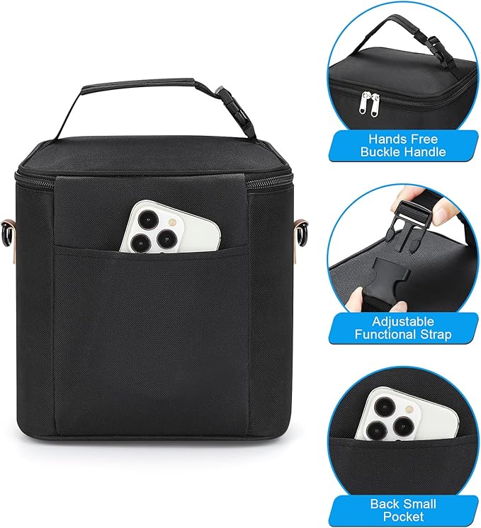 Accmor Breastmilk Cooler Bag with Ice Pack, Baby Bottle Cooler Bags, Insulated Bottle Cooler Tote Bags On The Go, Fits 6 Large 9oz Bottles, for Nursing Mom Daycare Travel, Black-CubbioJoy