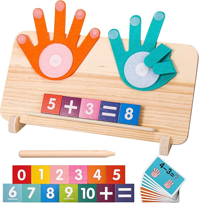 2 in 1 Math Toy for Toddlers 3 4 5 6 7,Addition and Subtraction Math Games for Kids 5-7,Math Manipulatives Kindergarten Preschool Classroom Must Haves Educational Number Blocks Learning Toys-CubbioJoy
