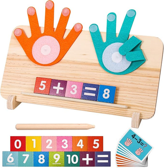2 in 1 Math Toy for Toddlers 3 4 5 6 7,Addition and Subtraction Math Games for Kids 5-7,Math Manipulatives Kindergarten Preschool Classroom Must Haves Educational Number Blocks Learning Toys-CubbioJoy