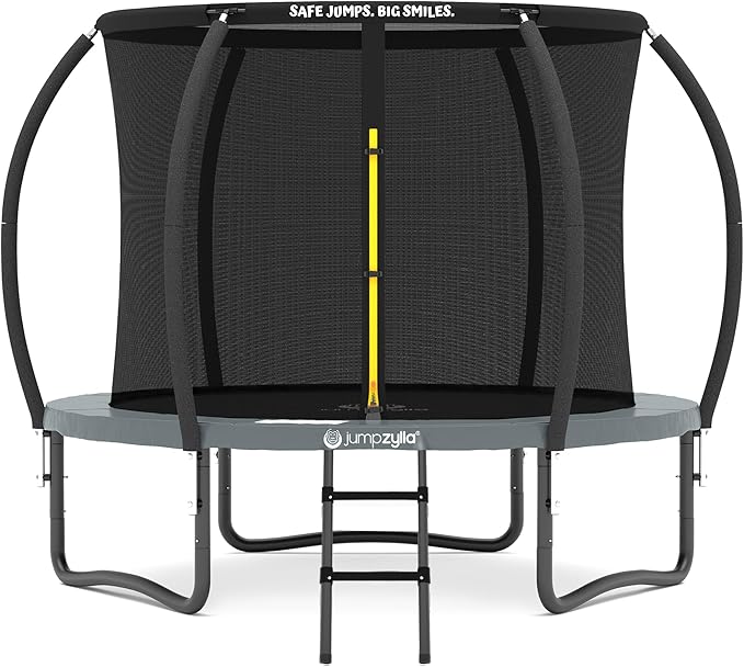 JUMPZYLLA Trampoline Outdoor 8FT 10FT 12FT 14FT 15FT 16FT with Enclosure and Ladder, ASTM Approved Recreational Trampoline for Kids and Adults, Anti-Rust Coated Frame-CubbioJoy