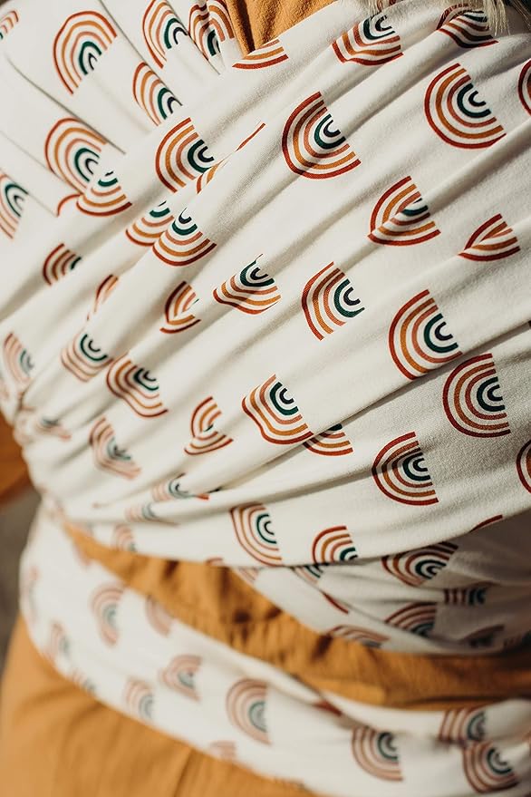 Boba Baby Wrap Carrier – Original Baby Sling Carrier for Newborns (7–35 lbs), Soft, Secure, Hands-Free & Ergonomic, Ideal for Comfortable Bonding, New Parents (Serenity Rainbow)-CubbioJoy