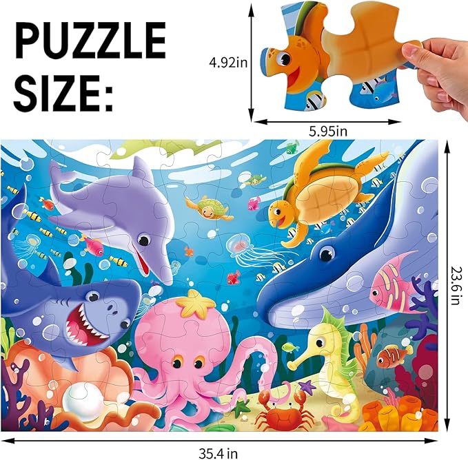 Jumbo Floor Puzzle for Kids Underwater Jigsaw Large Puzzles 48 Piece for Toddler Children Learning Preschool Educational Intellectual Development Toys 3-5 4-8 Years Old Gift for Boys and Girls-CubbioJoy