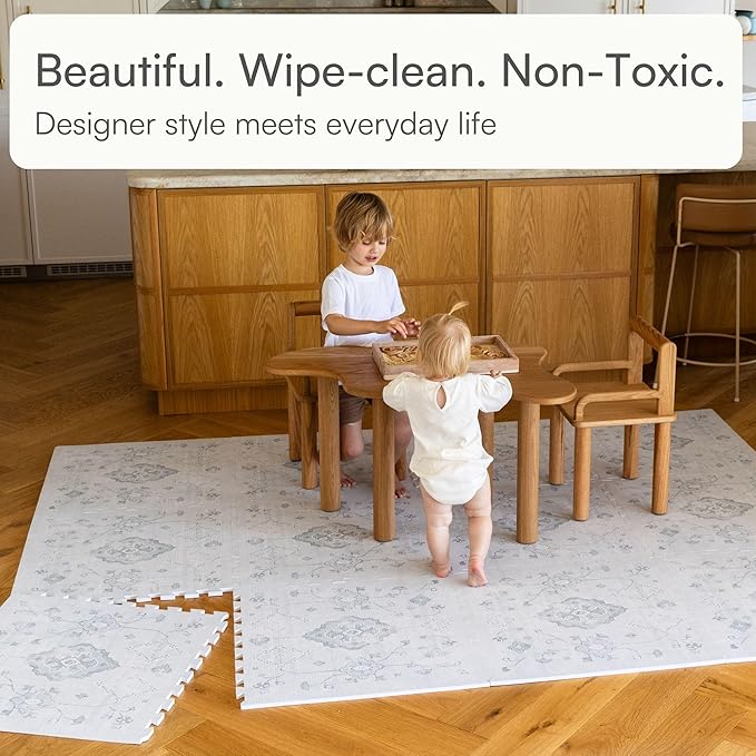 Baby Play Mat for Floor – 6x6ft Vintage Gray | Soft Non Toxic Premium EVA Foam Tiles for Tummy Time, Crawling & Playroom – Waterproof Interlocking Floor Mat for Babies & Toddlers Lillefolk (9 Tiles)-CubbioJoy