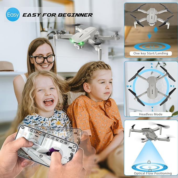 Drone With Camera 1080P for Kids And Adults, RC Quadcopter with Altitude Hold, Mini Drone With One Key Start, Waypoint Fly, Headless Mode, 3D Flip, 3 Speeds, Remote Control Drone for Beginners-CubbioJoy
