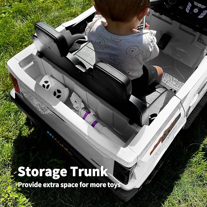 24V 10Ah Ride on Toy for Big Kids, 4WD 2 Seater Electric SUV Kids Car to Drive w/Remote Control, 4x200W Motors - White-CubbioJoy