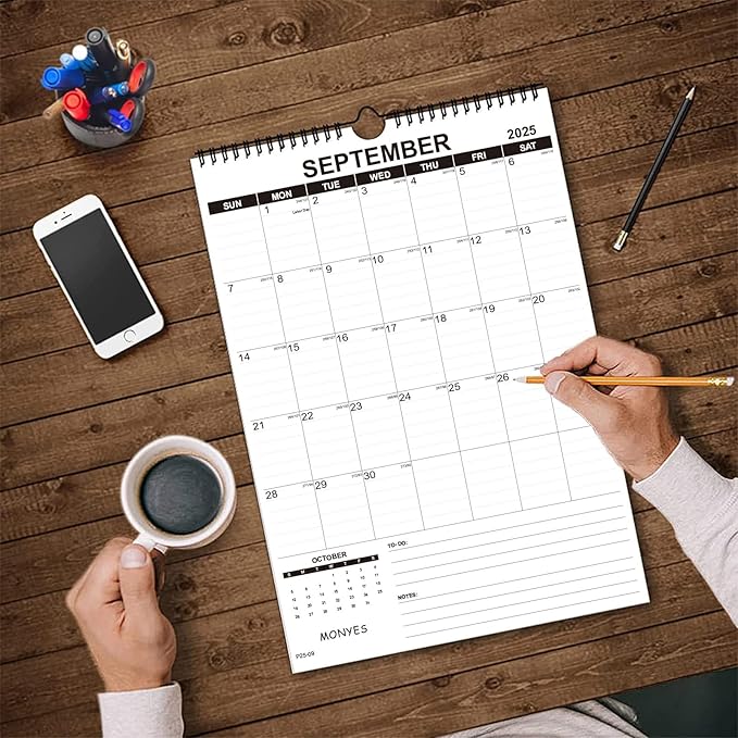 2025-2026 Wall Calendar, 17" x 12" Academic Calendar, Monthly Calendar with Wire Binding & Hanging Hook, Large Wall Calendar, Desk Calendar-CubbioJoy