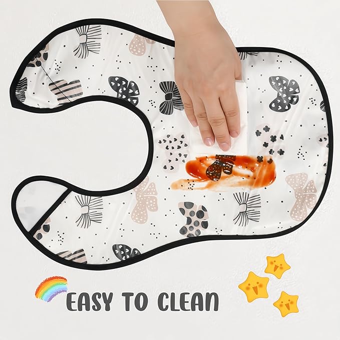 Baby bibs Waterproof Toddler bib - Feeding bib with Pocket for Infant Boy Girl Washable 6-36M-CubbioJoy