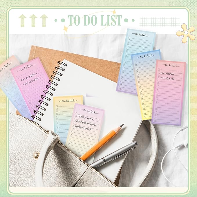 Censen 10 Pack 500 Sheets To Do List Notes Daily Checklist Notepads with 50 Sheets Each Undated Color Memo Pad Block Shopping List Pad Weekly Plan Notepad Organizer Planners(Vivid Color,Lined)-CubbioJoy
