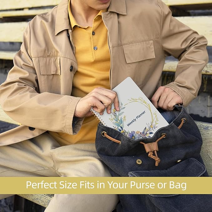 Undated Weekly Planner, Weekly To Do List Notebook with Goal & Habit Tracker Organizer, A5 5.8" x 8.0" Weekly Planner Notebook with Spiral Binding for Men or Women-CubbioJoy