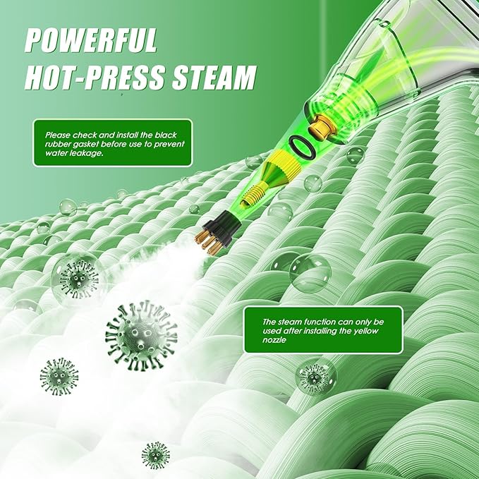 7-in-1 Handheld Steam Cleaner, 2200W High Pressure Steam Cleaner, 1.2L Portable Car Steam Cleaner for Home Kitchen, Bathroom, floor and Car Cleaning, 10s Fast Heating High Pressure Steam Cleaning, Red-CubbioJoy