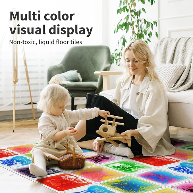 Art3d Liquid Fusion Activity Play Mat for Kids, Pack of 9 Tiles 12" X 12", Multi-Color-CubbioJoy