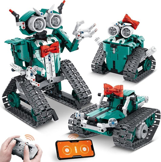 APP/Remote Control STEM Building Kits for Kids Ages 8-12 - 3 in 1 RC Robot Car Toys, 440 Pcs Educational Science Projects, Gift Ideas for Boys Girls-CubbioJoy